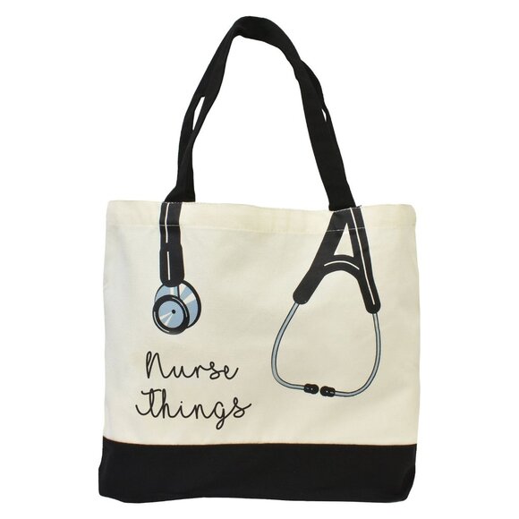 Nurse Things Medical Healthcare Canvas Stethoscope Tote Bag - Picture 1 of 1